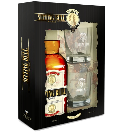 SITTING BULL Whisky 40% 0.7L v kartóniku +2 poháriky